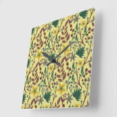 Floral seamless pattern flowers, leaves, branches スクエア壁時計 (傾斜)