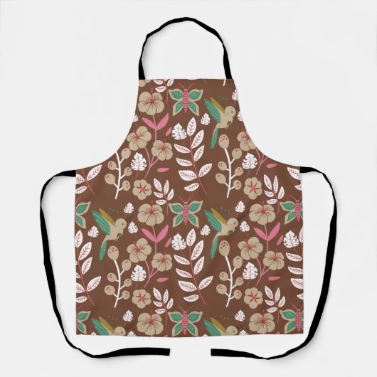 Floral seamless pattern flowers, leaves, butterfly エプロン (正面)
