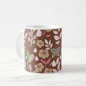 Floral seamless pattern flowers, leaves, butterfly コーヒーマグカップ (正面左)