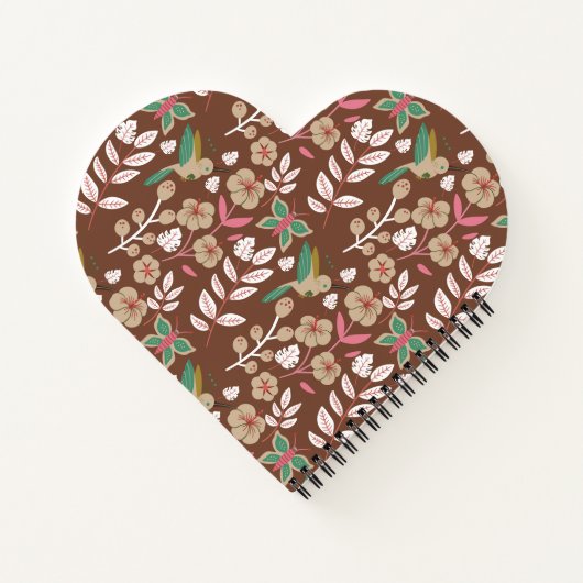 Floral seamless pattern flowers, leaves, butterfly ノートブック (裏面)