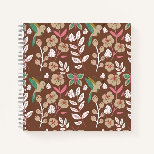 Floral seamless pattern flowers, leaves, butterfly ノートブック (正面)