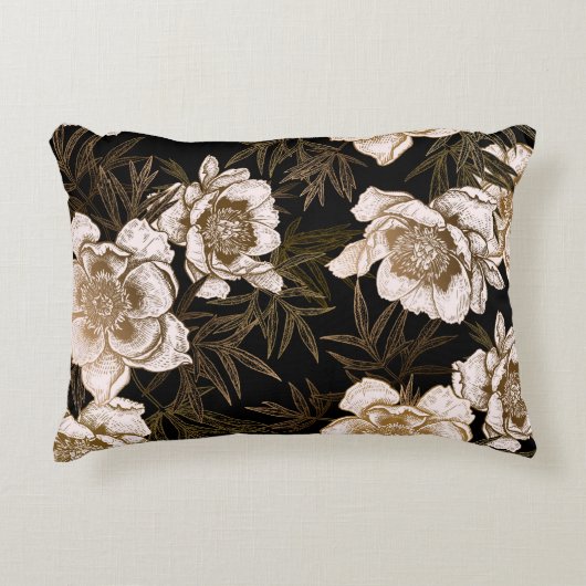 Floral seamless pattern. Garden flowers peonies an アクセントクッション (正面)