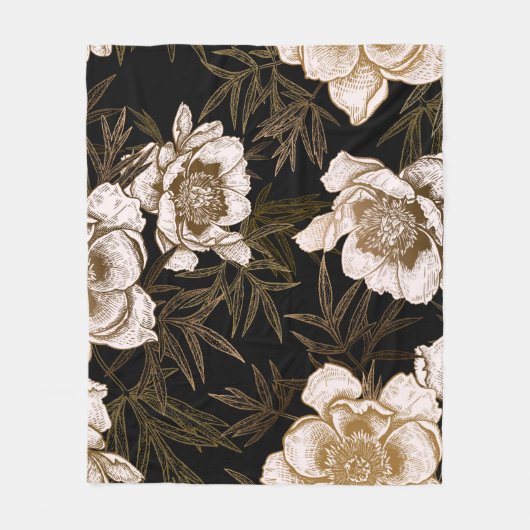 Floral seamless pattern. Garden flowers peonies an フリースブランケット (正面)