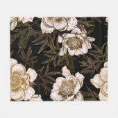Floral seamless pattern. Garden flowers peonies an フリースブランケット (正面(横))