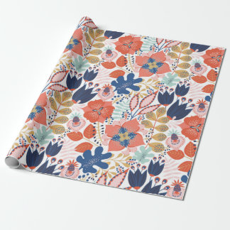 Floral seamless pattern on white. Abstract backgro ラッピングペーパー