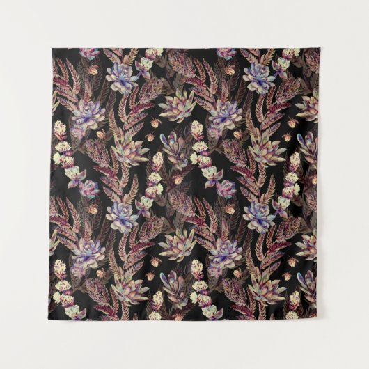 Floral seamless pattern. Succulents, ferns, thorns タペストリー (正面)