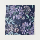 Floral seamless pattern. There are Lily, Hydrangea タペストリー (正面(横))
