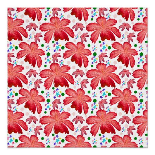 Floral Seamless Pattern | Watercolor Flower Design ポスター (正面)