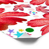 Floral Seamless Pattern | Watercolor Flower Design ポスター (コーナー)