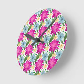Floral Seamless Pattern | Watercolor Flower Repeat ラウンド壁時計 (傾斜)