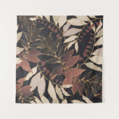 Floral seamless pattern with leaves on a dark back タペストリー (正面(横))