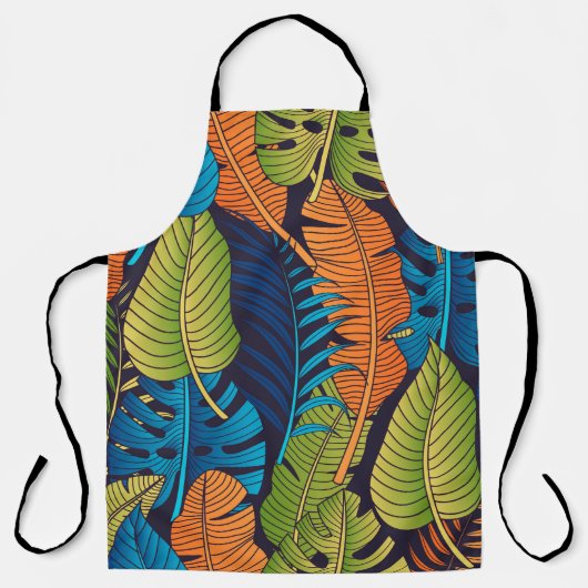 Floral seamless pattern with leaves. tropical back エプロン (正面)