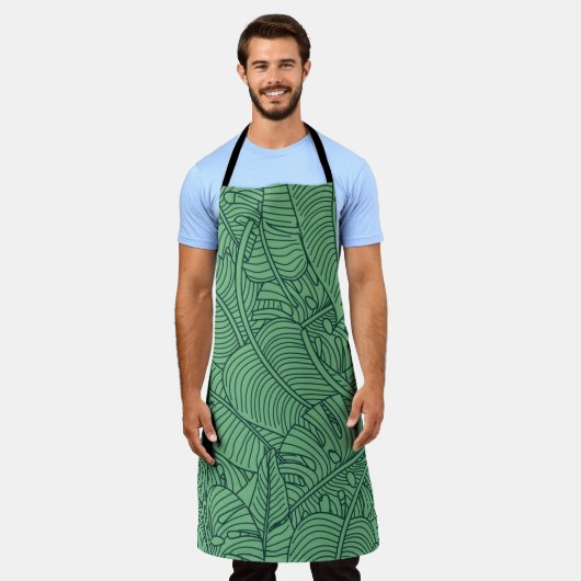 Floral seamless pattern with leaves. tropical back エプロン (着用した状態)