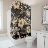 Floral seamless pattern with leaves. tropical back シャワーカーテン (インサイチュ)