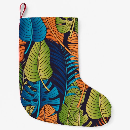 Floral seamless pattern with leaves. tropical back スモールクリスマスストッキング (正面)