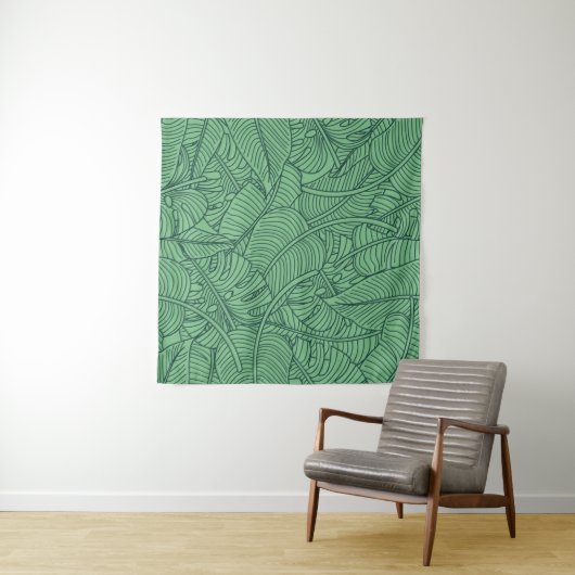 Floral seamless pattern with leaves. tropical back タペストリー (インサイチュ(横))