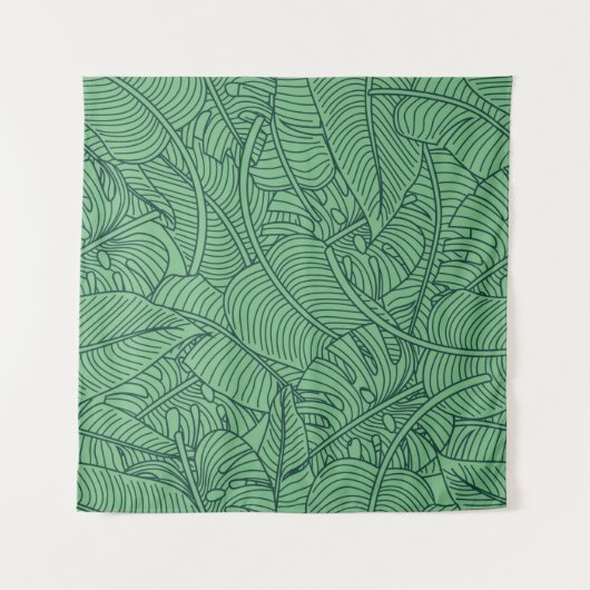 Floral seamless pattern with leaves. tropical back タペストリー (正面)