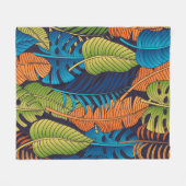 Floral seamless pattern with leaves. tropical back フリースブランケット (正面(横))