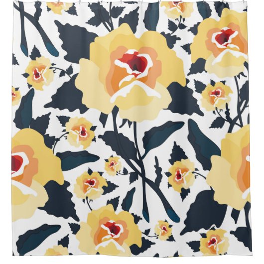 Floral seamless pattern with roses. seamless texti シャワーカーテン (正面)