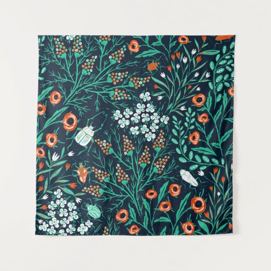  floral seamless pattern with summer blooms and co タペストリー (正面)