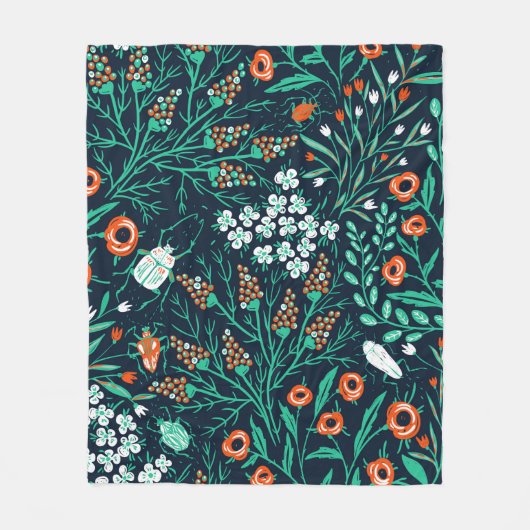  floral seamless pattern with summer blooms and co フリースブランケット (正面)