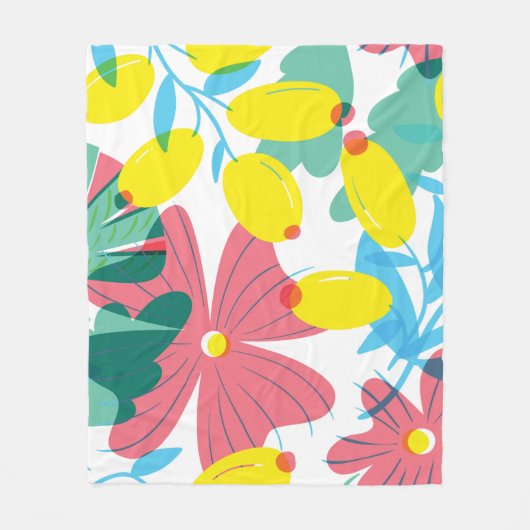 Floral seamless pattern with tranparency elements. フリースブランケット (正面)