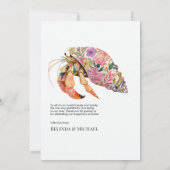 Floral Seashell Coastal Nautical Beach Wedding サンキューカード (裏面)