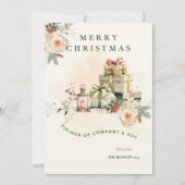 Floral Seasonal Christmas Greetings Car 招待状 (正面)