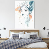 Floral Serenity キャンバスプリント (インサイチュ (寝室))