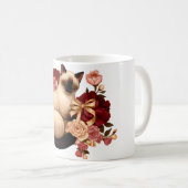 Floral Serenity: Curled Siamese Cat in Bloom コーヒーマグカップ (正面右)