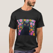 Floral Serenity: The Black Cat Tシャツ (正面)