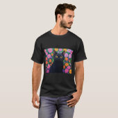Floral Serenity: The Black Cat Tシャツ (正面フル)