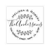 Floral Shaded Branch Wreath Couple Address セルフインキングスタンプ (デザイン)