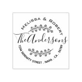 Floral Shaded Branch Wreath Couple Address ラバースタンプ (インプリント)