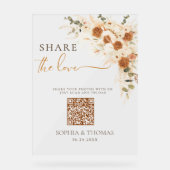 Floral Share the Love QR Wedding Acrylic Sign  アクリルサイン (正面)
