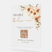 Floral Share the Love QR Wedding Acrylic Sign  アクリルサイン (傾斜)