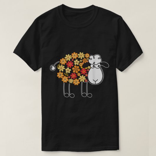 Floral Sheep Cute Spring Design Tシャツ (デザイン正面)