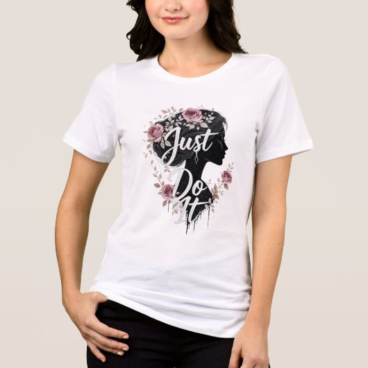 Floral Silhouette – Just Do It トライブレンドTシャツ (正面)