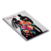 Floral Silhouette | Modern Bride & Groom Art ノートブック (右側)