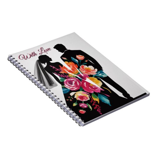 Floral Silhouette | Modern Bride & Groom Art ノートブック (右側)