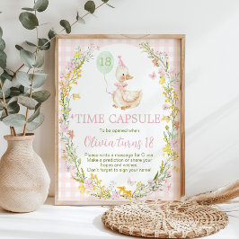 Floral Silly Goose Birthday Time Capsule Sign ポスター