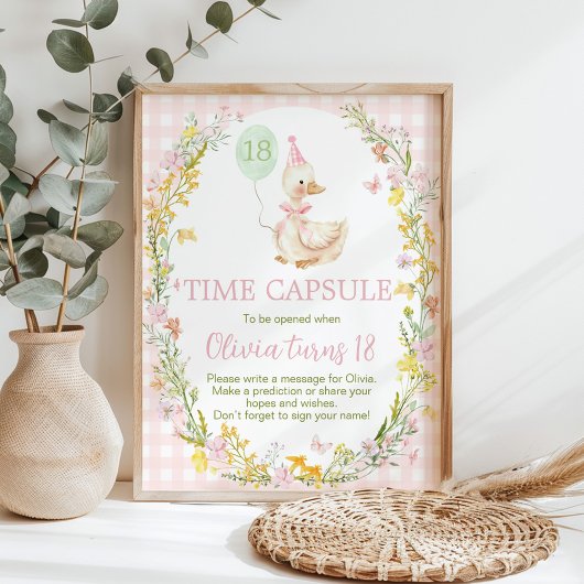 Floral Silly Goose Birthday Time Capsule Sign ポスター
