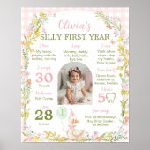 Floral Silly Goose First Year Photo Milestone ポスター (正面)