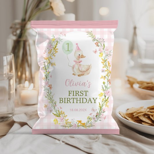Floral Silly Goose Girl Birthday Chip Bag Wrapper チラシ