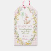 Floral Silly Goose Pink Girl Birthday Thank You ギフトタグ (正面)