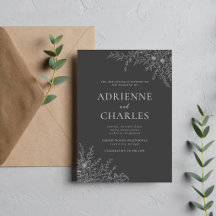Floral Simplicity 1 Charcoal Gray Minimal Wedding