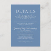 Floral Simplicity 1 Denim Blue Minimal Wedding エンクロージャーカード (正面)