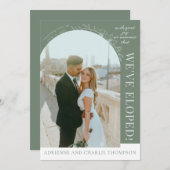 Floral Simplicity 1 Modern Green Elopement 案内状 (正面/裏面)