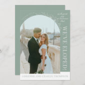 Floral Simplicity 1 Modern Green Elopement 案内状 (正面/裏面)