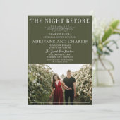 Floral Simplicity 1 Modern Green Rehearsal Dinner 招待状 (スタンド正面)